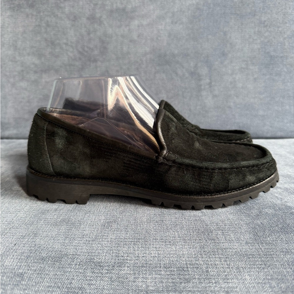 Cole Haan Black Suede Lug Sole Loafers